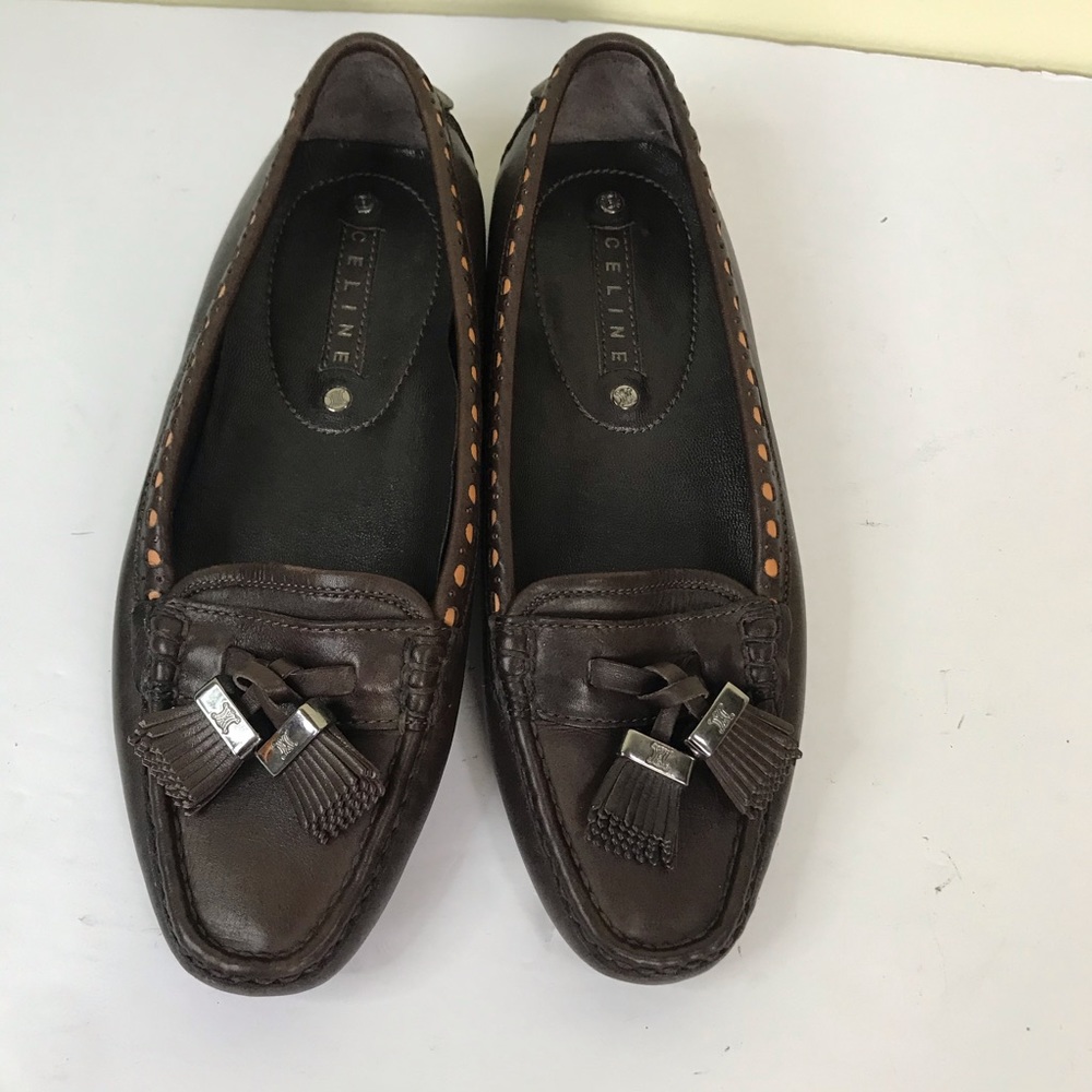 CELINE Leather Driving Moccasins Shoes Flats Arch Support Comfort Loafers Slides